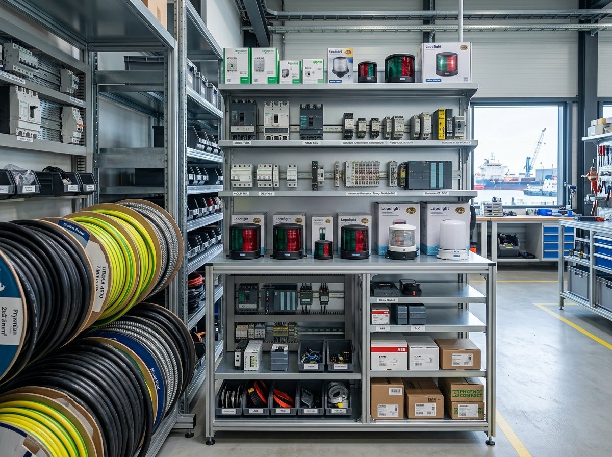 Marine electrical automation equipment, cables, and navigation lights