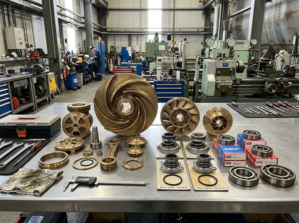 Marine machinery replacement spares, impellers, and bearings