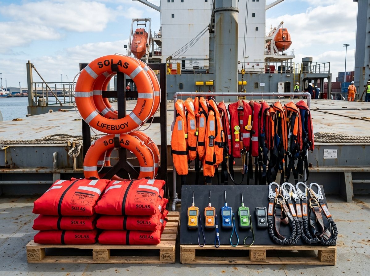 SOLAS lifebuoys, immersion suits, and marine safety equipment